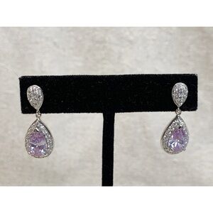 Sterling silver Purple clear Rhinestone Earrings